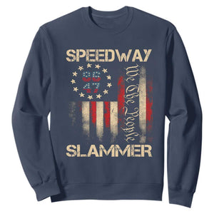 Speedway Slammer 2025 Sweatshirt We The People Patriotic Distressed American Flag TS02 Navy Print Your Wear