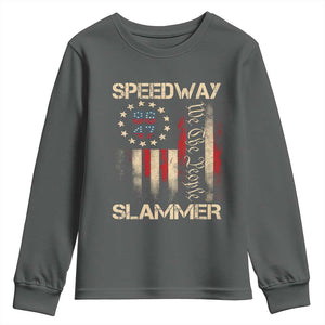 Speedway Slammer 2025 Youth Sweatshirt We The People Patriotic Distressed American Flag TS02 Dark Heather Print Your Wear