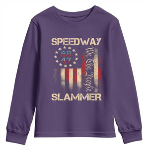 Speedway Slammer 2025 Youth Sweatshirt We The People Patriotic Distressed American Flag TS02 Purple Print Your Wear