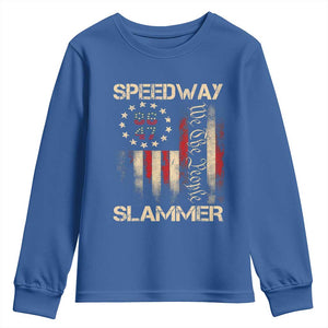 Speedway Slammer 2025 Youth Sweatshirt We The People Patriotic Distressed American Flag TS02 Royal Blue Print Your Wear