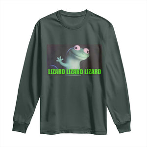 Funny Lizard Lizard Lizard Long Sleeve Shirt Weirdcore Gecko Meme TS02 Dark Forest Green Print Your Wear