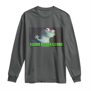 Funny Lizard Lizard Lizard Long Sleeve Shirt Weirdcore Gecko Meme TS02 Dark Heather Print Your Wear