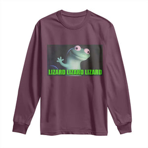 Funny Lizard Lizard Lizard Long Sleeve Shirt Weirdcore Gecko Meme TS02 Maroon Print Your Wear