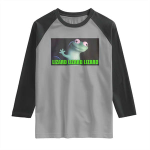 Funny Lizard Lizard Lizard Raglan Shirt Weirdcore Gecko Meme TS02 Sport Gray Black Print Your Wear