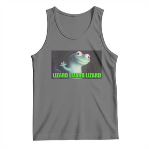Funny Lizard Lizard Lizard Tank Top Weirdcore Gecko Meme TS02 Black Heather Print Your Wear