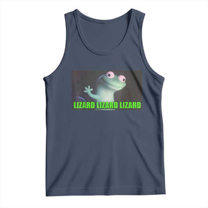 Funny Lizard Lizard Lizard Tank Top Weirdcore Gecko Meme TS02 Navy Print Your Wear