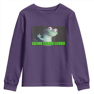 Funny Lizard Lizard Lizard Youth Sweatshirt Weirdcore Gecko Meme TS02 Purple Print Your Wear