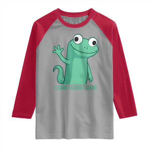 Funny Lizard Lizard Lizard Raglan Shirt Cute Gecko Reptile Meme TS02 Sport Gray Red Print Your Wear