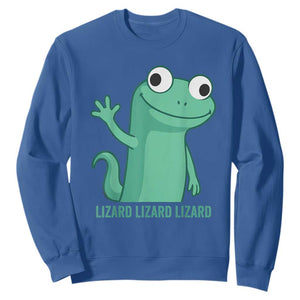Funny Lizard Lizard Lizard Sweatshirt Cute Gecko Reptile Meme TS02 Royal Blue Print Your Wear