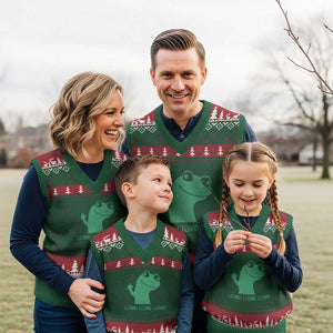 Funny Lizard Lizard Lizard V-Neck Knit Sweater Vest Weirdcore Gecko Reptile Meme TS02 Red Green Print Your Wear