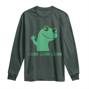 Funny Lizard Lizard Lizard Long Sleeve Shirt Weirdcore Gecko Reptile Meme TS02 Dark Forest Green Print Your Wear