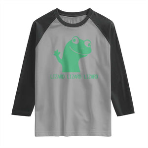 Funny Lizard Lizard Lizard Raglan Shirt Weirdcore Gecko Reptile Meme TS02 Sport Gray Black Print Your Wear