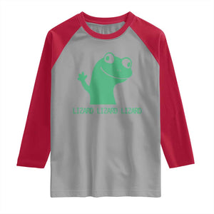 Funny Lizard Lizard Lizard Raglan Shirt Weirdcore Gecko Reptile Meme TS02 Sport Gray Red Print Your Wear