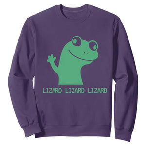Funny Lizard Lizard Lizard Sweatshirt Weirdcore Gecko Reptile Meme TS02 Purple Print Your Wear