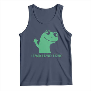Funny Lizard Lizard Lizard Tank Top Weirdcore Gecko Reptile Meme TS02 Navy Print Your Wear