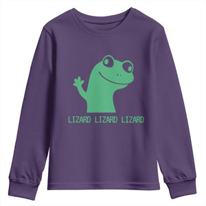 Funny Lizard Lizard Lizard Youth Sweatshirt Weirdcore Gecko Reptile Meme TS02 Purple Print Your Wear