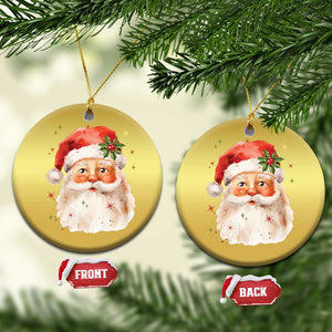 Retro Vintage Christmas Santa Claus Face Xmas Old Fashioned Christmas Ornament TS02 Circle Gold Print Your Wear
