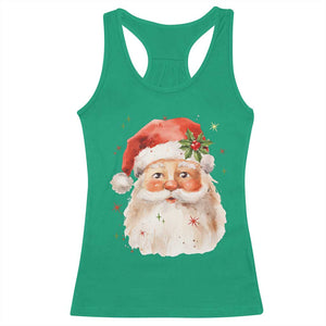 Retro Vintage Christmas Santa Claus Face Xmas Old Fashioned Racerback Tank Top TS02 Irish Green Print Your Wear