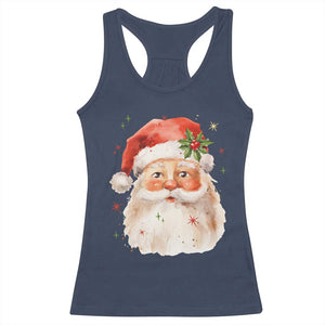 Retro Vintage Christmas Santa Claus Face Xmas Old Fashioned Racerback Tank Top TS02 Navy Print Your Wear