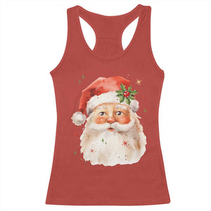 Retro Vintage Christmas Santa Claus Face Xmas Old Fashioned Racerback Tank Top TS02 Red Print Your Wear