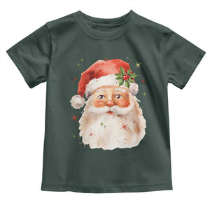 Retro Vintage Christmas Santa Claus Face Xmas Old Fashioned Toddler T Shirt TS02 Dark Forest Green Print Your Wear