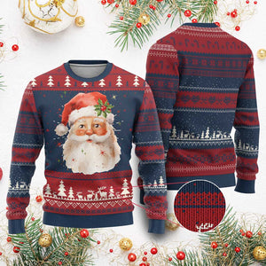 Retro Vintage Christmas Santa Claus Face Xmas Old Fashioned Ugly Christmas Sweater TS02 Burgundy Print Your Wear