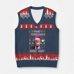 Trump Xmas Pink Bubble Gum V-Neck Knit Sweater Vest Make Xmas Great Again Ugly Sweater TS02 Navy Red Print Your Wear