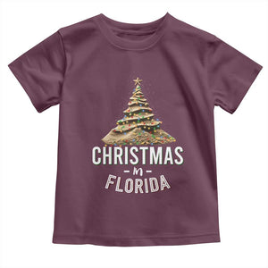 Christmas In Florida Baby Shirt Sand Xmas Tree Lights Family Vacation TS02 Maroon Print Your Wear