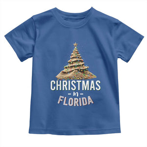 Christmas In Florida Baby Shirt Sand Xmas Tree Lights Family Vacation TS02 Royal Blue Print Your Wear
