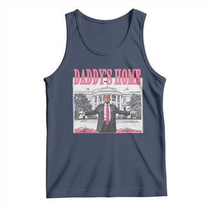 Trump Won 2024 Pink Tank Top Daddy's Home TS02 Navy Print Your Wear