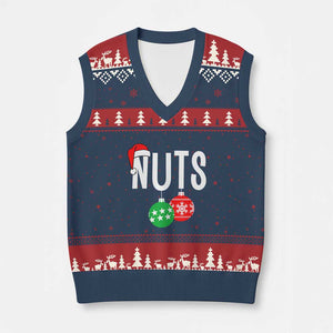 Xmas Matching Couple V-Neck Knit Sweater Vest Chestnuts Funny Xmas Nuts TS02 Navy Red Print Your Wear