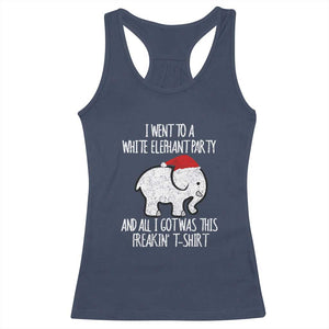 Funny White Elephant Christmas Racerback Tank Top I Went To A White Party And Got This Gift Exchange TS02 Navy Print Your Wear