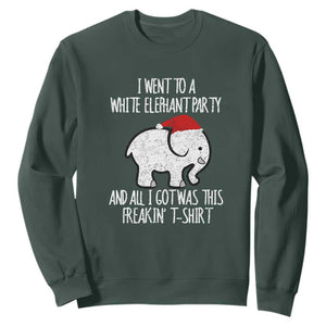 Funny White Elephant Christmas Sweatshirt I Went To A White Party And Got This Gift Exchange TS02 Dark Forest Green Print Your Wear