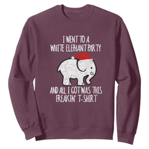 Funny White Elephant Christmas Sweatshirt I Went To A White Party And Got This Gift Exchange TS02 Maroon Print Your Wear