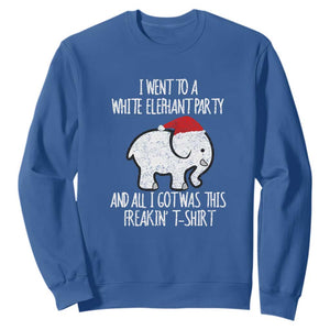 Funny White Elephant Christmas Sweatshirt I Went To A White Party And Got This Gift Exchange TS02 Royal Blue Print Your Wear
