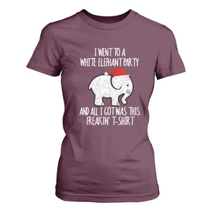 Funny White Elephant Christmas T Shirt For Women I Went To A White Party And Got This Gift Exchange TS02 Maroon Print Your Wear