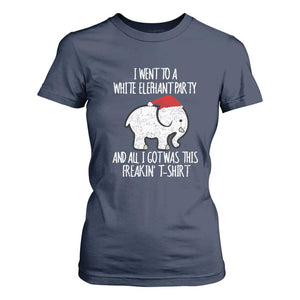 Funny White Elephant Christmas T Shirt For Women I Went To A White Party And Got This Gift Exchange TS02 Navy Print Your Wear