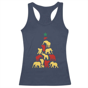 South Africa Elephant Christmas Tree Racerback Tank Top Safari Animals Xmas TS02 Navy Print Your Wear