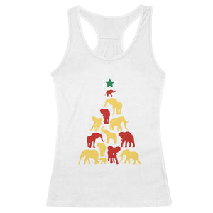 South Africa Elephant Christmas Tree Racerback Tank Top Safari Animals Xmas TS02 White Print Your Wear