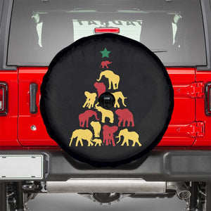 South Africa Elephant Christmas Tree Spare Tire Cover Safari Animals Xmas TS02 Black Print Your Wear