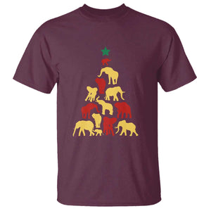 South Africa Elephant Christmas Tree T Shirt Safari Animals Xmas TS02 Maroon Print Your Wear