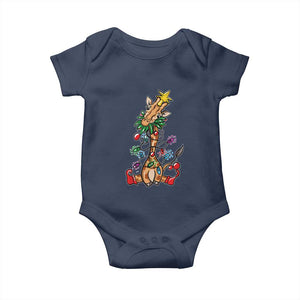 Giraffe Christmas Tree Baby Onesie Funny Xmas Giraffes Lover Gift TS02 Navy Print Your Wear
