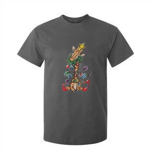Giraffe Christmas Tree T Shirt For Kid Funny Xmas Giraffes Lover Gift TS02 Dark Heather Print Your Wear