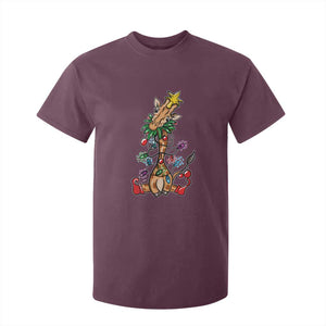 Giraffe Christmas Tree T Shirt For Kid Funny Xmas Giraffes Lover Gift TS02 Maroon Print Your Wear