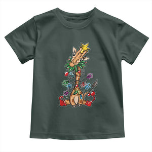 Giraffe Christmas Tree Toddler T Shirt Funny Xmas Giraffes Lover Gift TS02 Dark Forest Green Print Your Wear