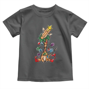 Giraffe Christmas Tree Toddler T Shirt Funny Xmas Giraffes Lover Gift TS02 Dark Heather Print Your Wear