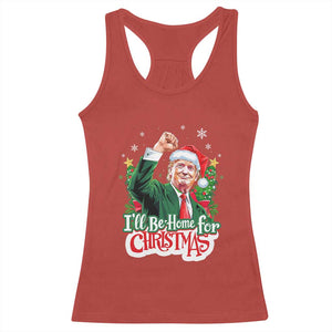 Funny Trump Santa 2024 Christmas Racerback Tank Top I'll Be Home For Xmas TS02 Red Print Your Wear