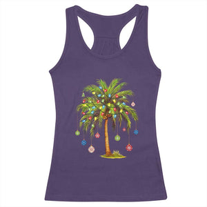 Christmas Palm Tree Racerback Tank Top Xmas Lights Tropical Hawaiian Holidays TS02 Purple Print Your Wear