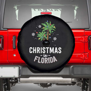 Christmas In Florida Spare Tire Cover Deck The Palm Trees Xmas Matching Family Vacation TS02 Black Print Your Wear