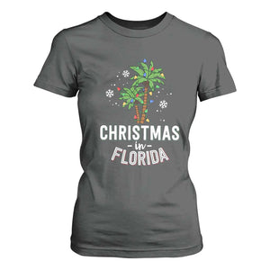 Christmas In Florida T Shirt For Women Deck The Palm Trees Xmas Matching Family Vacation TS02 Dark Heather Print Your Wear